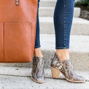 Jeffrey Campbell Ankle Boot Heels Rowlan Taupe Snake Multi Size 10 Leather